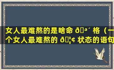 女人最难熬的是啥命 🪴 格（一个女人最难熬的 🦢 状态的语句）